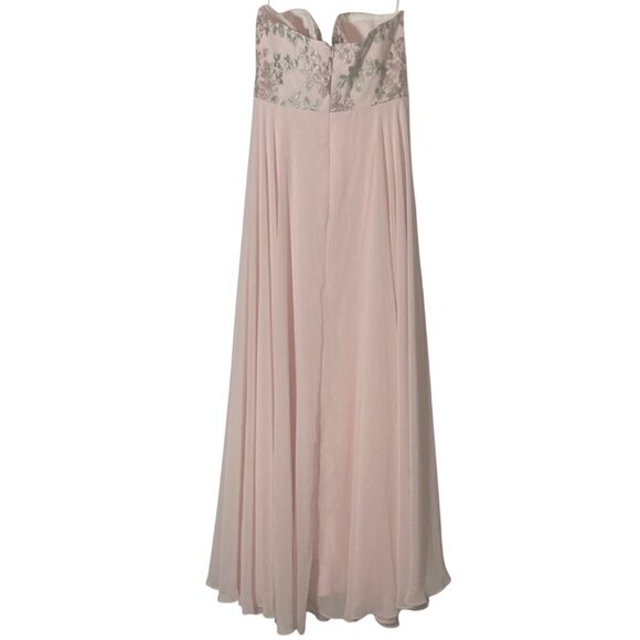NEW Dessy Collection Strapless Floral Embroidered Corset Maxi Dress Blush 18 - Picture 6 of 14